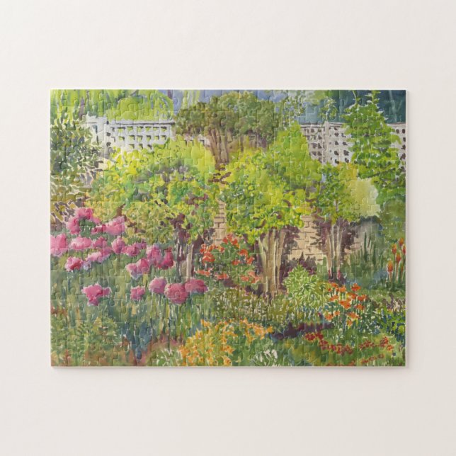Puzzle d'aquarelle du jardin de Jane Austen (Horizontal)