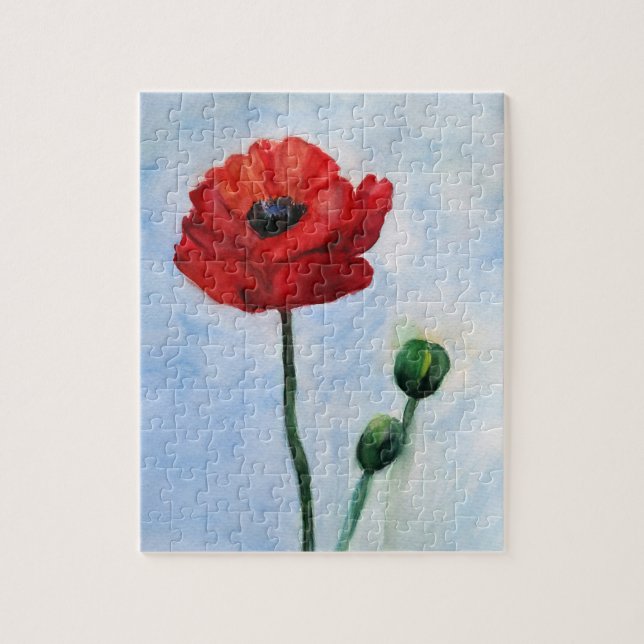 Puzzle d'aquarelle rouge (Vertical)