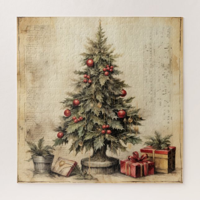 Puzzle d'arbre de Noël Vintage (Vertical)
