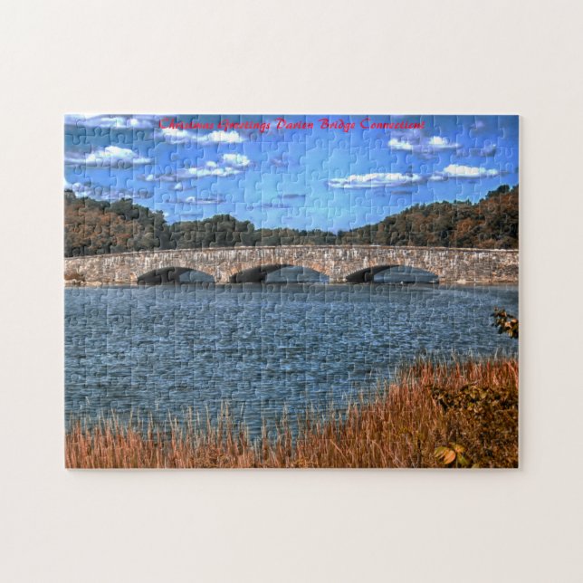Puzzle Darien Bridge Connecticut. voeux de Noël (Horizontal)