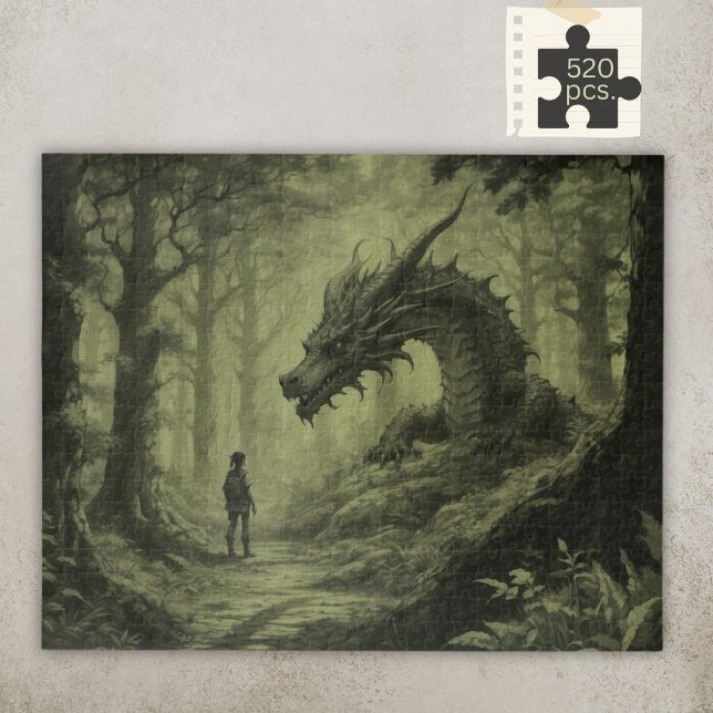 Puzzle Dark Moody Imaginaire Forêt Dragon Board Gamer (Créateur téléchargé)