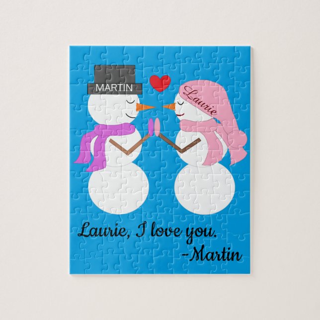 Puzzle Darling Snowpeople in Love : Noël bleu-vert (Vertical)
