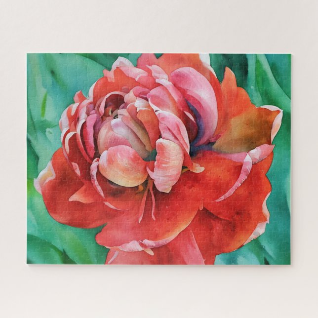 Puzzle d'art à fleurs à deux pétales rouges (Horizontal)