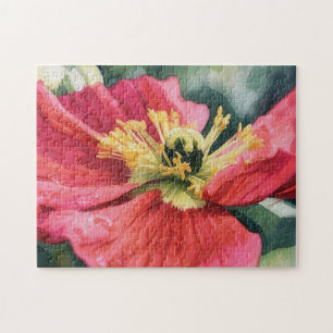 Puzzle d'art de fleur de pavot rouge