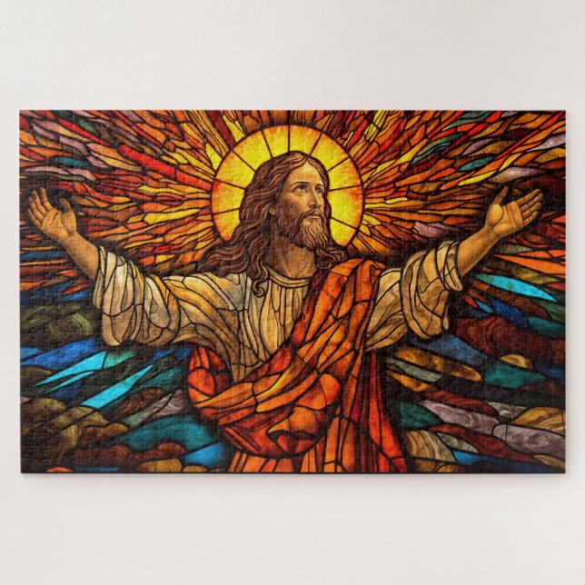 Puzzle d'art en verre de Jésus Christ (Horizontal)