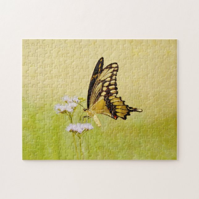 Puzzle d'art Fleur sauvage de papillon jaune (Horizontal)