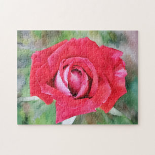 Puzzle d'art floral rouge et rose