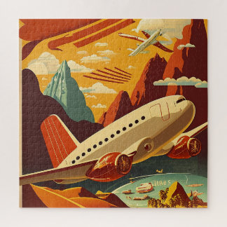 Puzzle d'art Vintage voyage à plan rouge et blanc