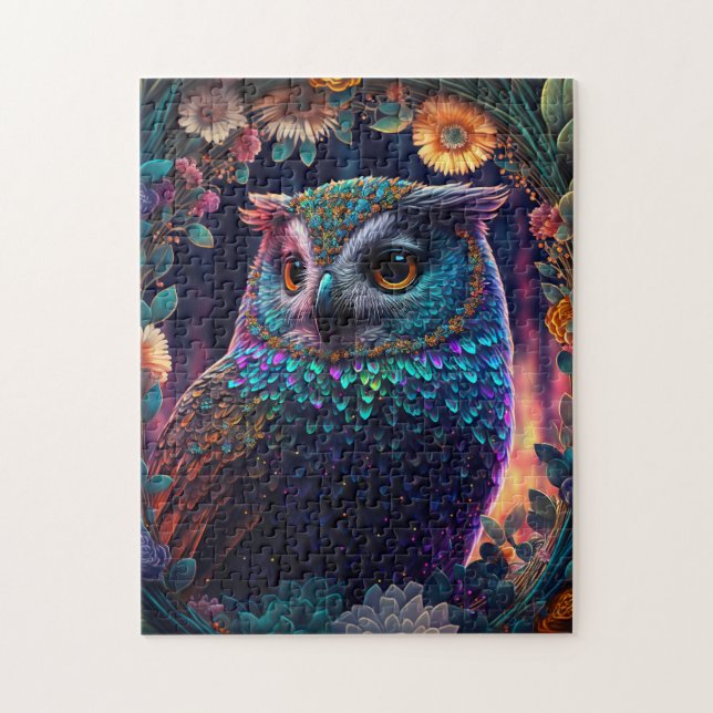 Puzzle d'art Vivid Rainbow Owl (Vertical)