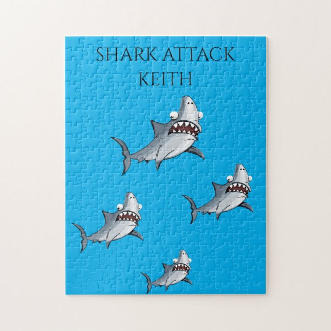 Puzzle d'attaque de requin avec nom personnalisé. (Vertical)