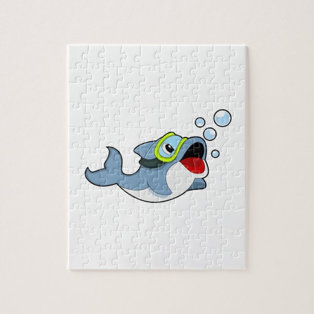 Puzzle Dauphin à la plongée avec bulles d'eau.PNG (Vertical)