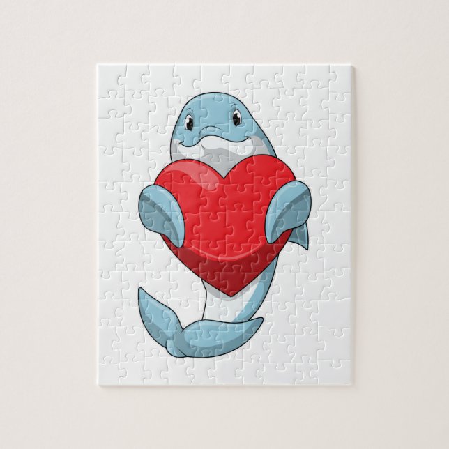 Puzzle Dauphin avec coeur (Vertical)