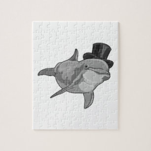 Puzzle Dauphin en tant que Gentleman avec chapeau supérie