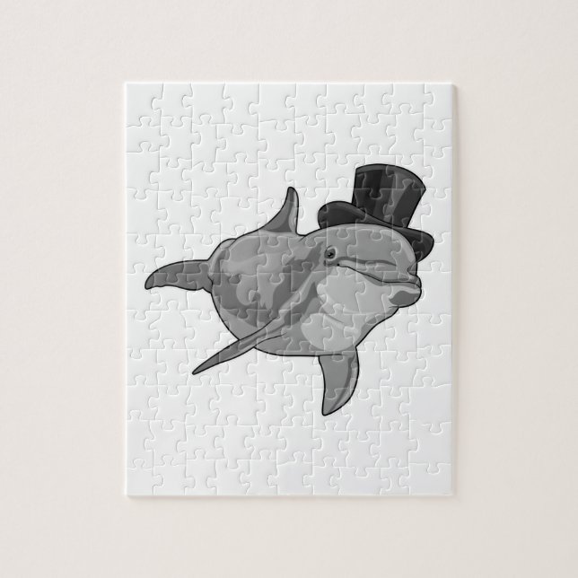 Puzzle Dauphin en tant que Gentleman avec chapeau supérie (Vertical)