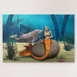 Puzzle Dauphine sirène rêveuse Art fantastique sous-marin
