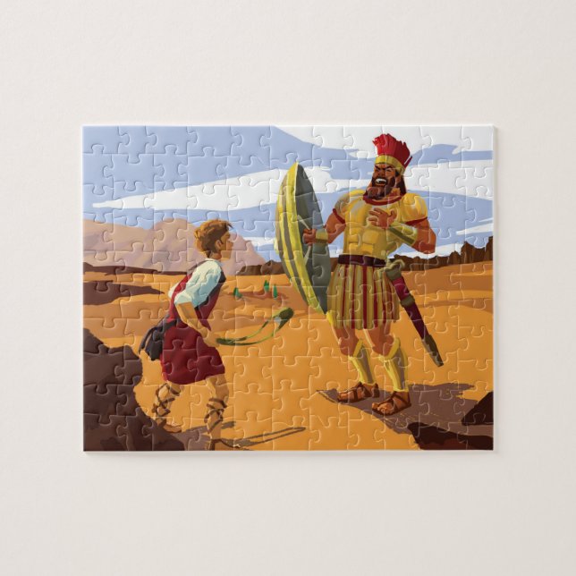 Puzzle David se prépare à vaincre Goliath avec une balle (Horizontal)