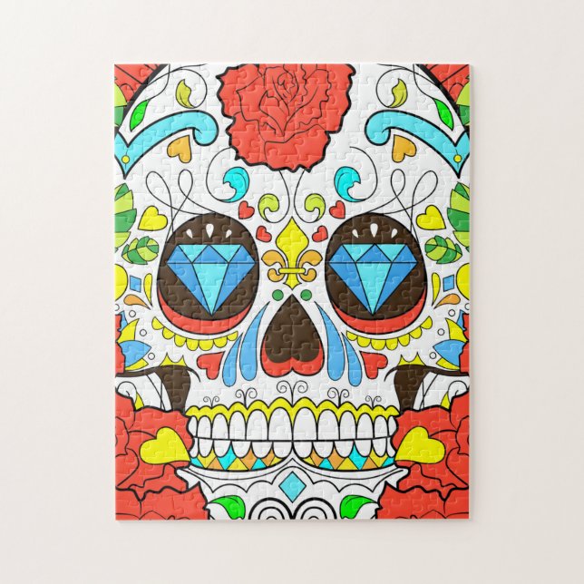 Puzzle Day of the Dead Colorful Skull Art (Vertical)