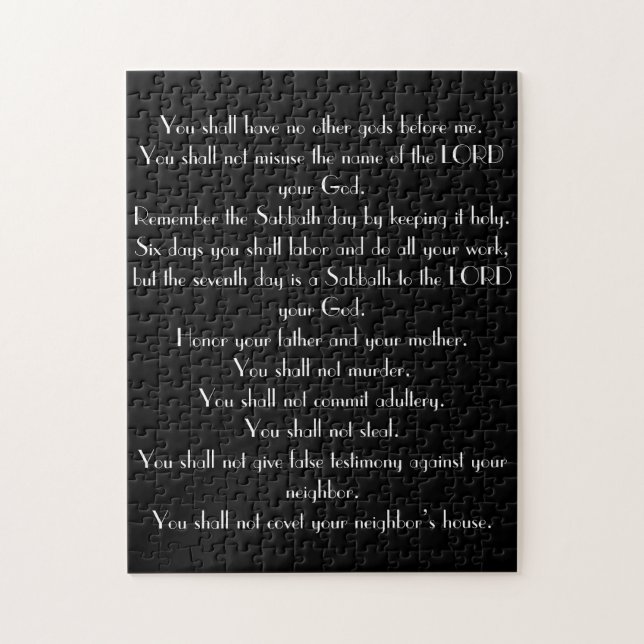 Puzzle de 10 commandements - noir et blanc (Vertical)