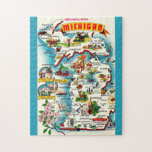 Puzzle de 11x14 Michigan Vintage Coloré