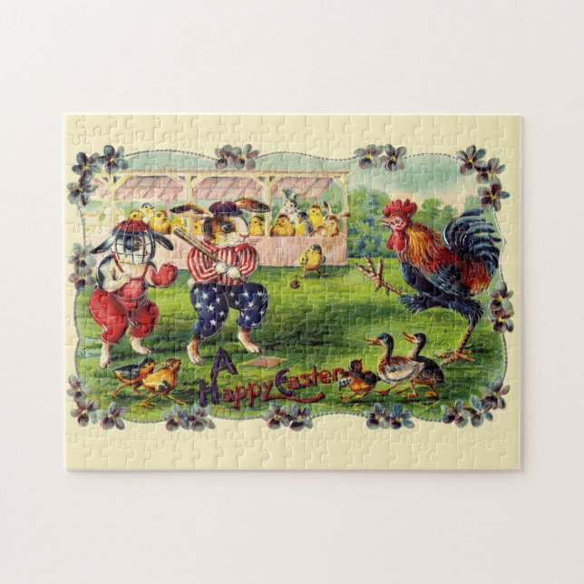 Puzzle de baseball du lapin de Pâques (Horizontal)