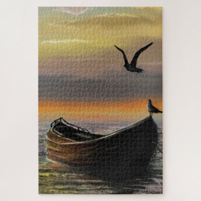 Puzzle de bateau de mer Sunset (Vertical)