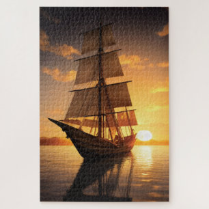 Puzzle de bateau en bois ancien