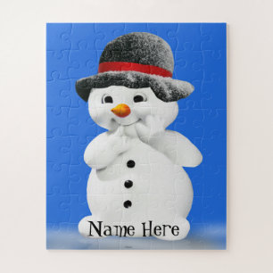 Puzzle de bonhomme de neige pour enfants avec nom 