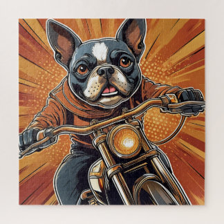 Puzzle de Boston terrier Biker