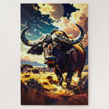 Puzzle de buffle abstrait coloré pour adultes