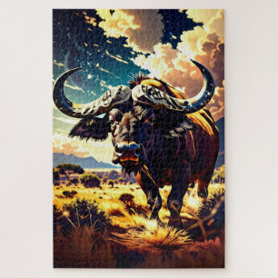 Puzzle de buffle abstrait coloré pour adultes