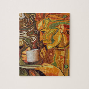 Puzzle de café coloré avec boîte cadeau
