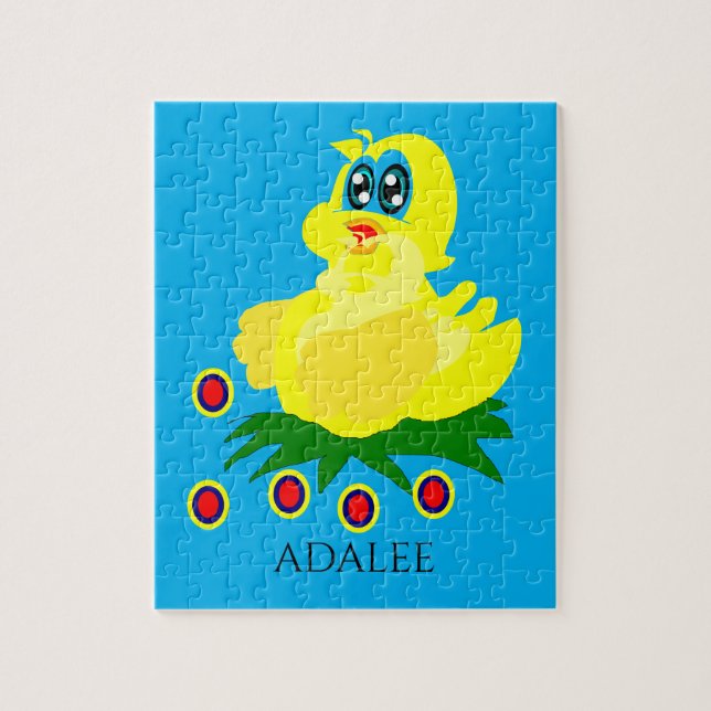 Puzzle de canard avec le nom de l'Enfant. (Vertical)
