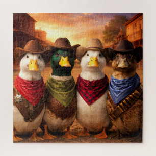 Puzzle de canard cowboy amusant Art de canard we