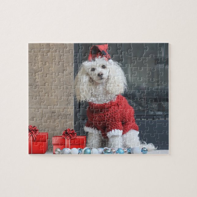Puzzle de caniche de Noël (Horizontal)