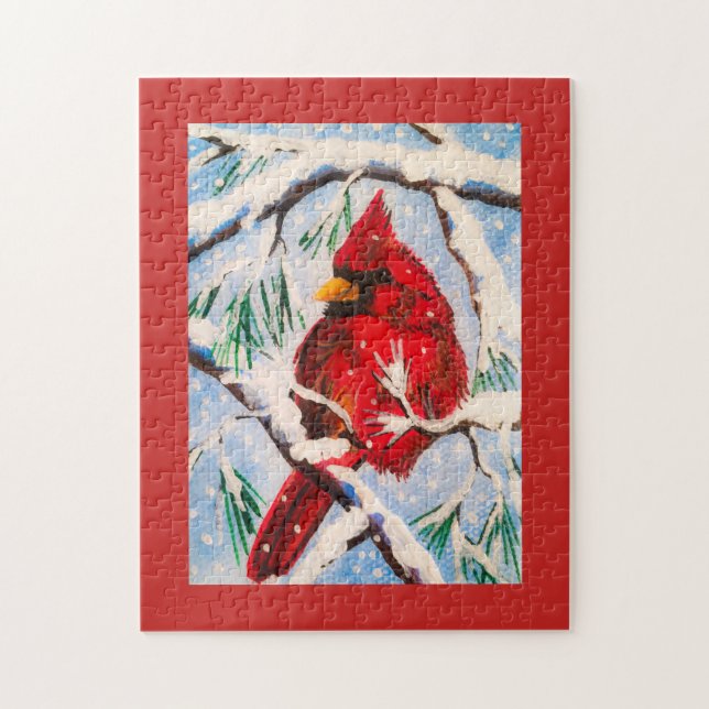Puzzle de cardinal d'hiver (Vertical)