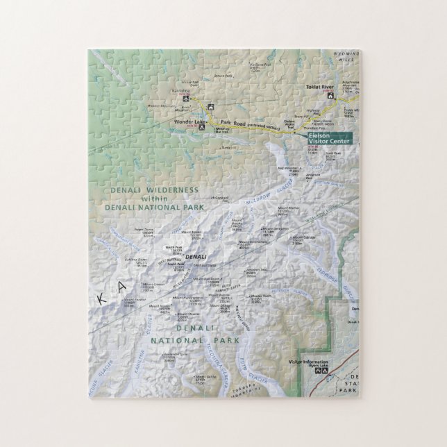 Puzzle de carte de Denali (Alaska) (Vertical)