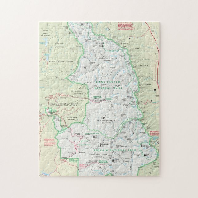 Puzzle de carte de séquoia/Rois Canyon (Vertical)