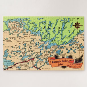 Puzzle de carte du Minnesota Lakes 20x30