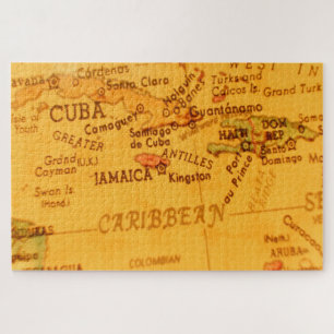 Puzzle de carte vintage des Caraïbes Jamaïque