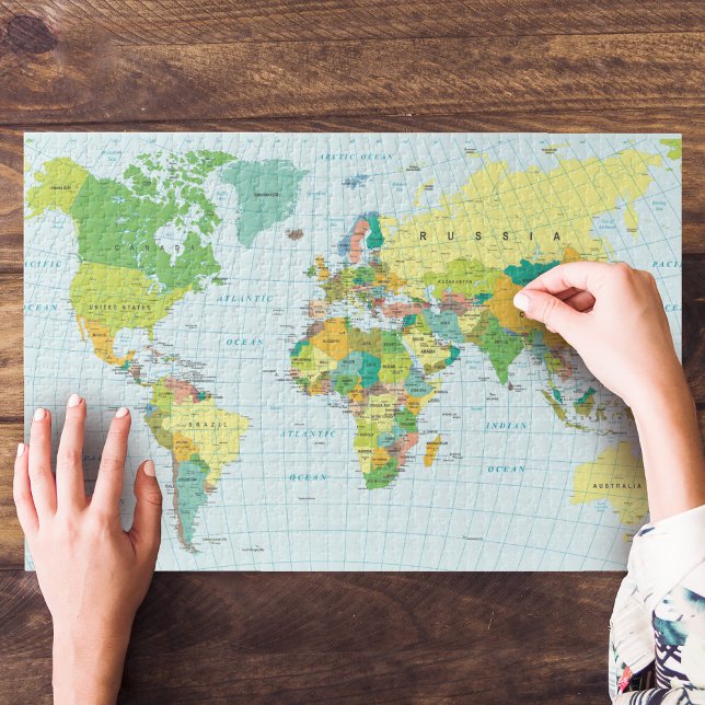 Puzzle de cartes du monde moderne (After assembled this puzzle will look great hanging in your home office or as a great piece of decor)