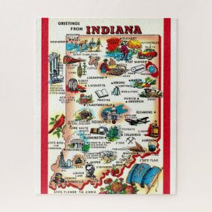 Puzzle de cartes Indiana vintage 16x20