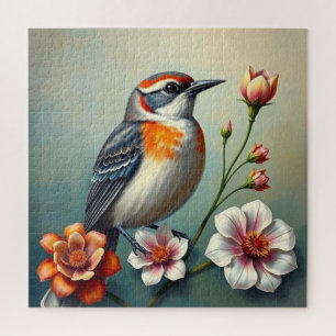 Puzzle de casse-tête floral d'oiseau coloré