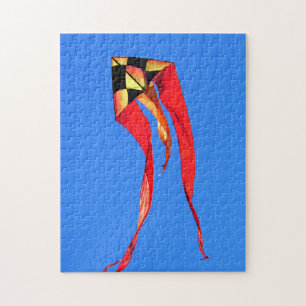 Puzzle de cerf-volant orange et jaune