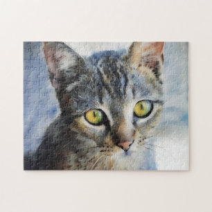 Puzzle de chat au visage de chaton tigré gris