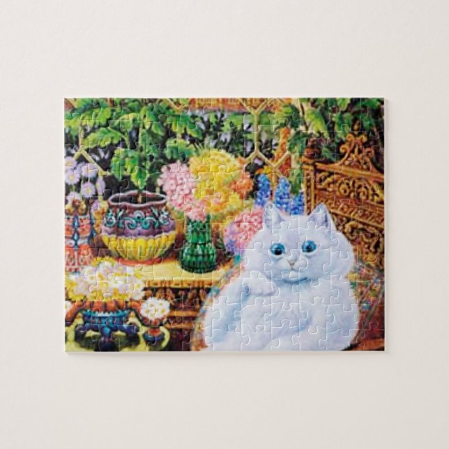 Puzzle de chat, chat de Louis Wain dans le jardin (Horizontal)