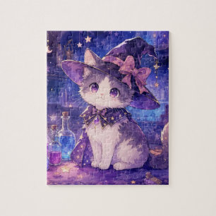 Puzzle de chaton sorcière mignon