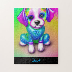 PUZZLE DE CHIEN PSYCHÉDELIQUE AVEC NOM PERSONNALIS