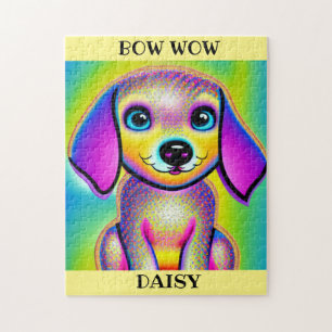 PUZZLE DE CHIEN PSYCHÉDELIQUE AVEC NOM PERSONNALIS
