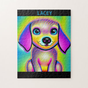 PUZZLE DE CHIEN PSYCHÉDELIQUE AVEC NOM PERSONNALIS