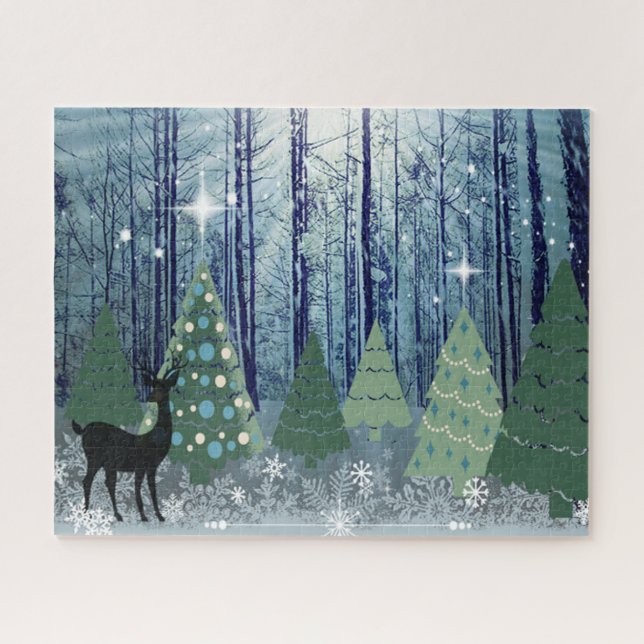 Puzzle de conception Noël dans la forêt (Horizontal)